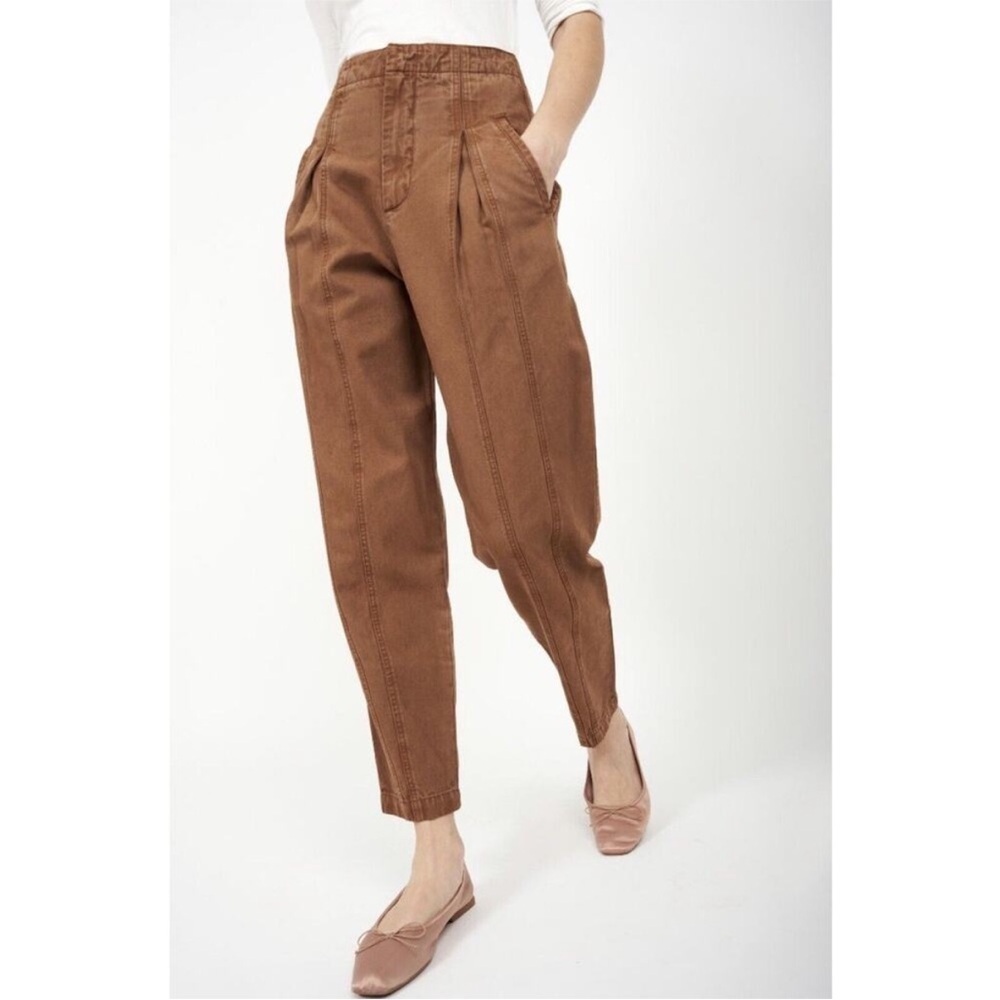 NWOT Joie Brown Elettra Straight Leg Barrel Pants‎ Size 6 Cotton Blend L10 - Picture 2 of 11